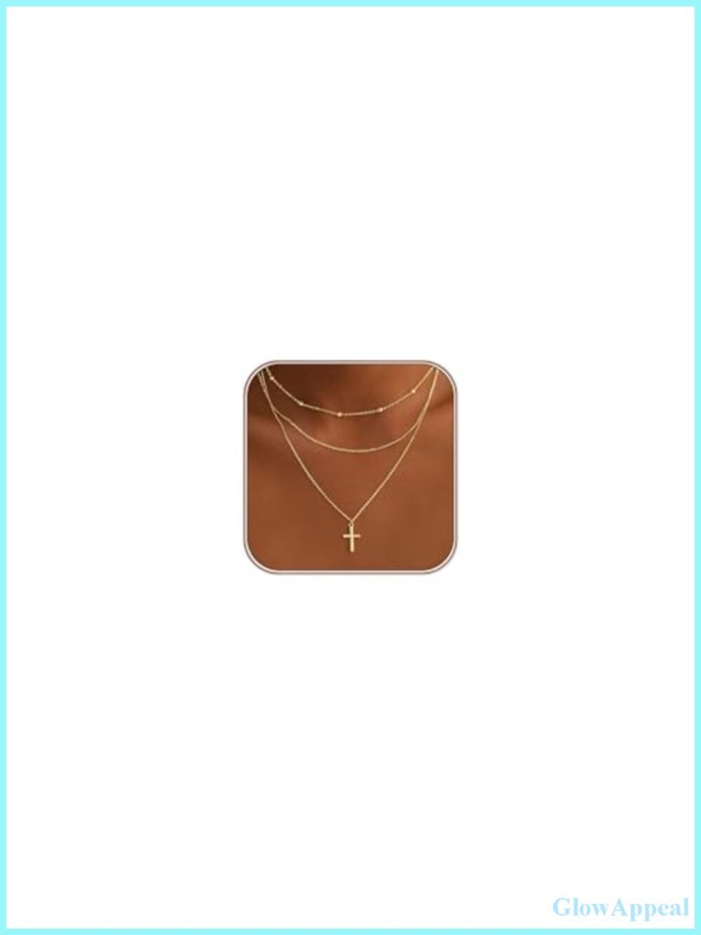 Layered Cross Pendant Necklace 14K Gold Plated Brass Dainty Christian Jewelry